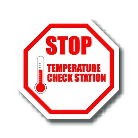 Ergomat 6in OCTAGON SIGNS Stop Temperature Check Station DSV-SIGN 36 #0741 -UEN